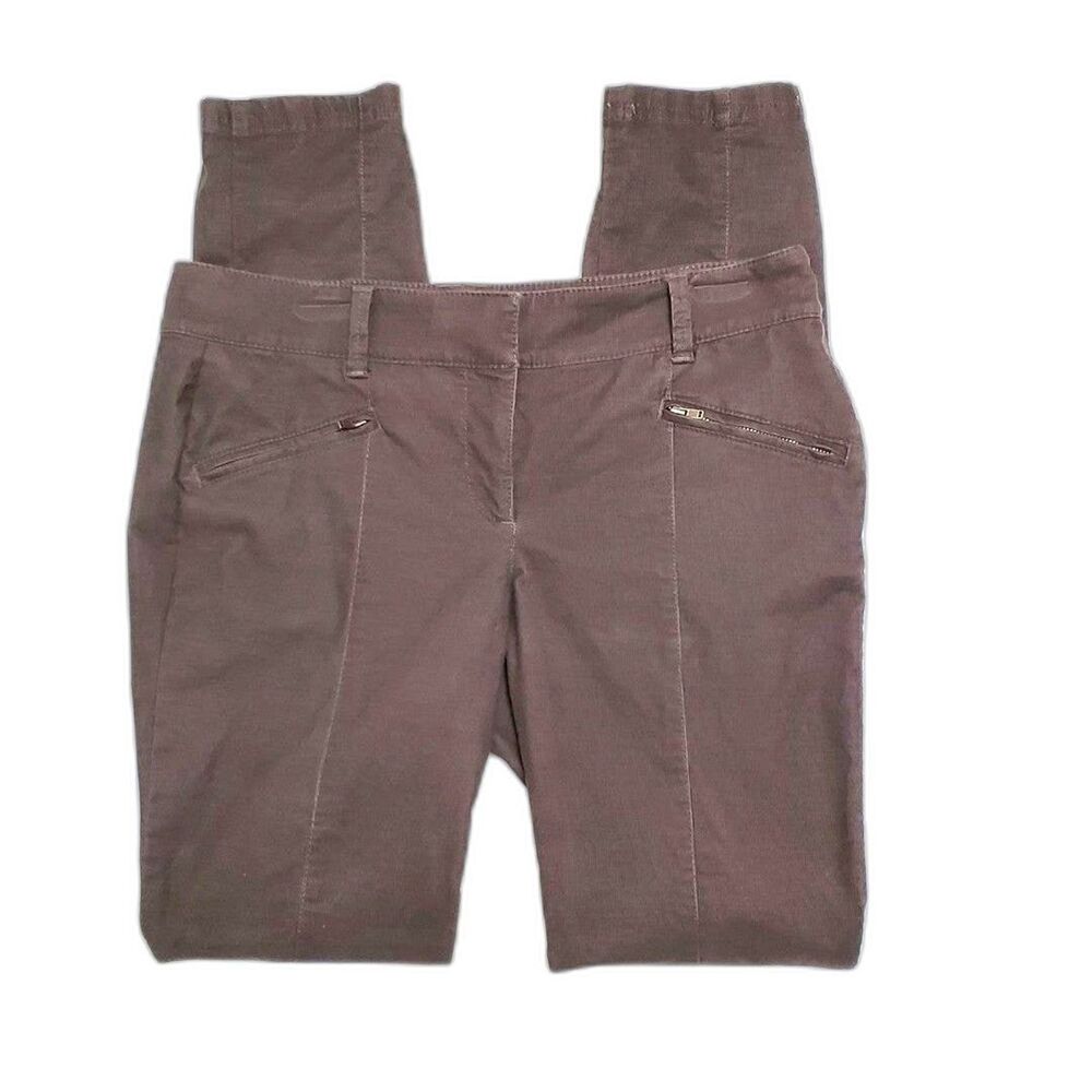 Ann Taylor Women's Size 6 Brown Corduroy Skinny Pants with Zipper Front Pockets